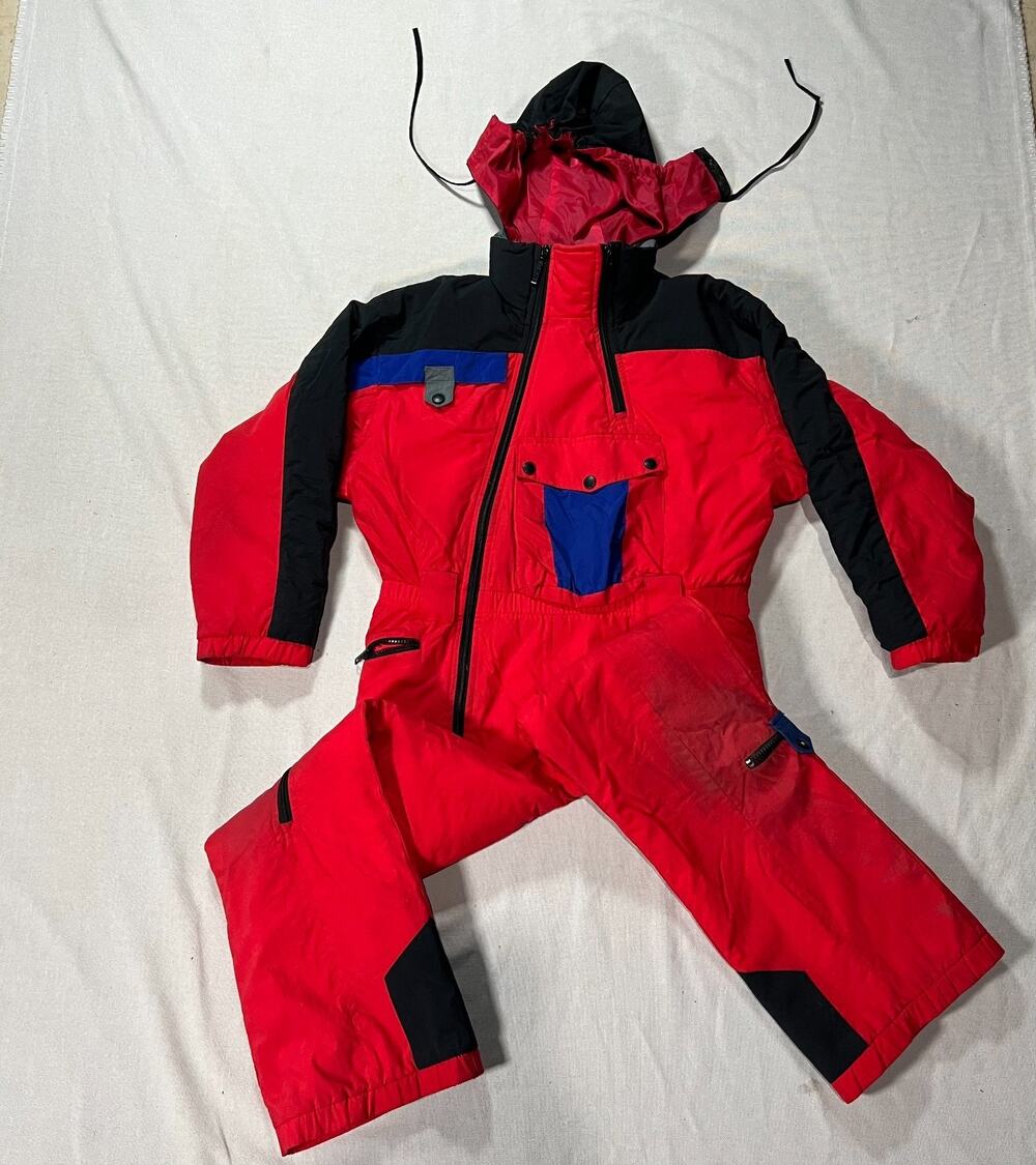 Vintage Ossi Skiwear One Piece Ski Suit Boys Sz XL Snow Suit Snowboard Retro